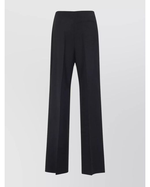 Alberta Ferretti Blue Wool-Blend Wide-Leg Trousers