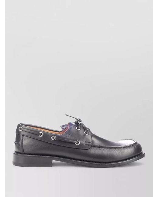 Dior Gray Boat Shoes Contrast Stitching Metal Eyelets Design for men