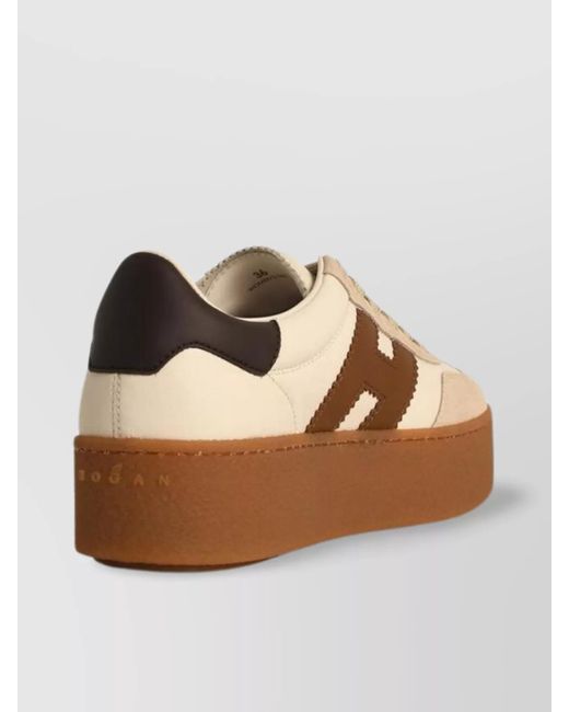 Hogan Brown Leather Low-Top Sneakers