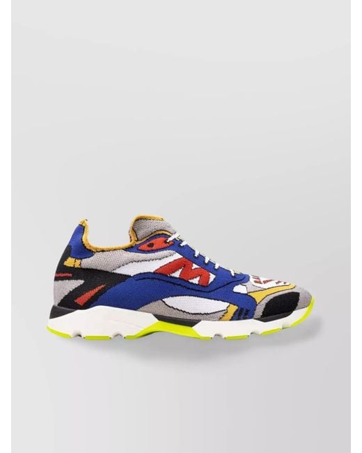 Marni Blue Printed Knit Slip-On Sneakers for men