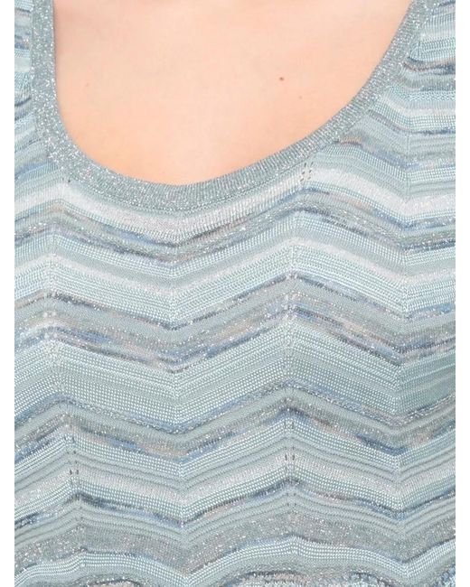 D.exterior Blue Knee Length Viscose Dress Geometric Pattern
