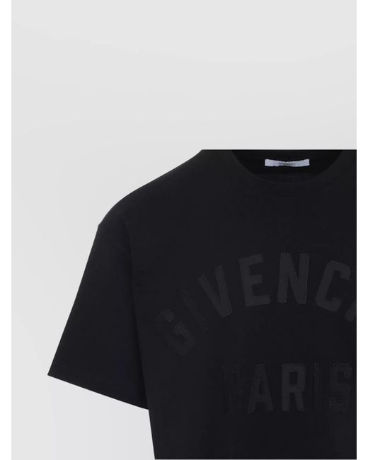 Givenchy Black Cotton Logo-Embroidered Short-Sleeve T-Shirt for men