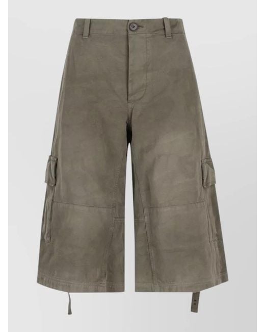 Fendi Gray Belted Camouflage Cargo Shorts Side Straps