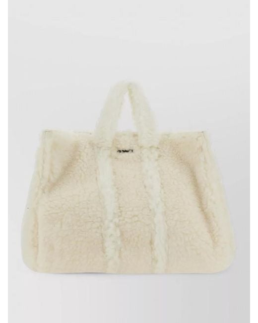 Sunnei Natural Shearling Tote Bag Adjustable Strap Handles