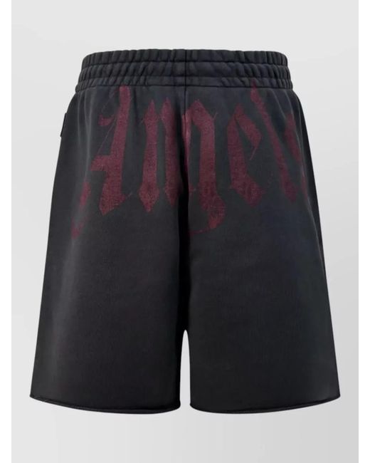 Palm Angels Blue Logo Waist Sweatshorts Graphic Print Pockets for men