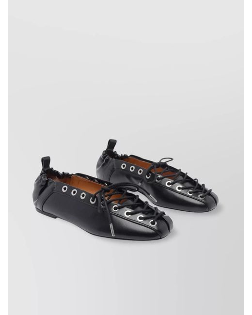 Ganni Gray Lace-Up Ballerina Shoes