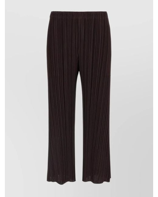 Pleats Please Issey Miyake Black Wide-Leg Trousers