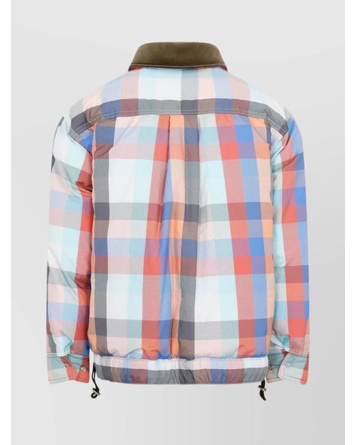Sacai Red Plaid Padded Jacket for men