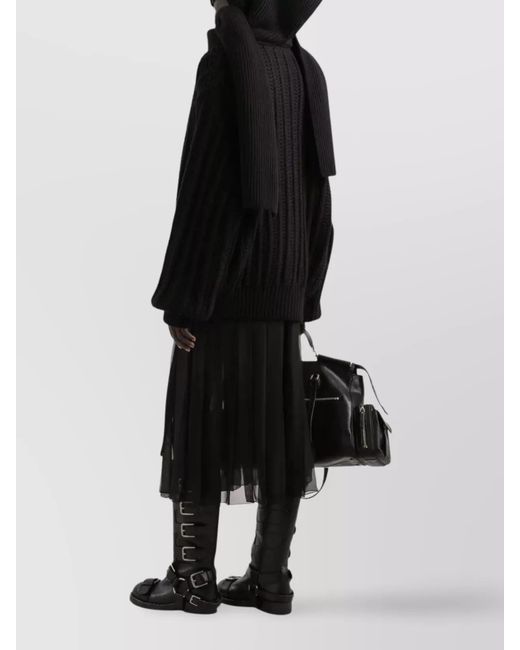 Dolce & Gabbana Black Silk Pleated Midi Skirt