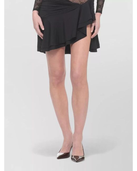 MARINE SERRE Gray Moon Tulle Dress Asymmetric Hem Drape