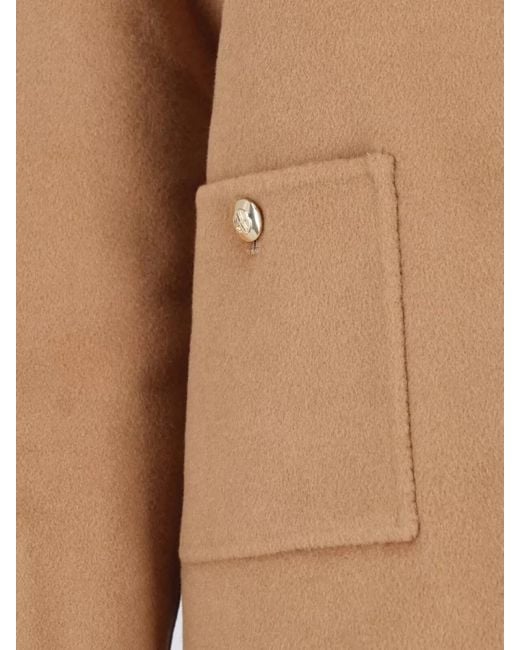 Anine Bing Natural Mid Length Relaxed Coat Button Collar Pockets