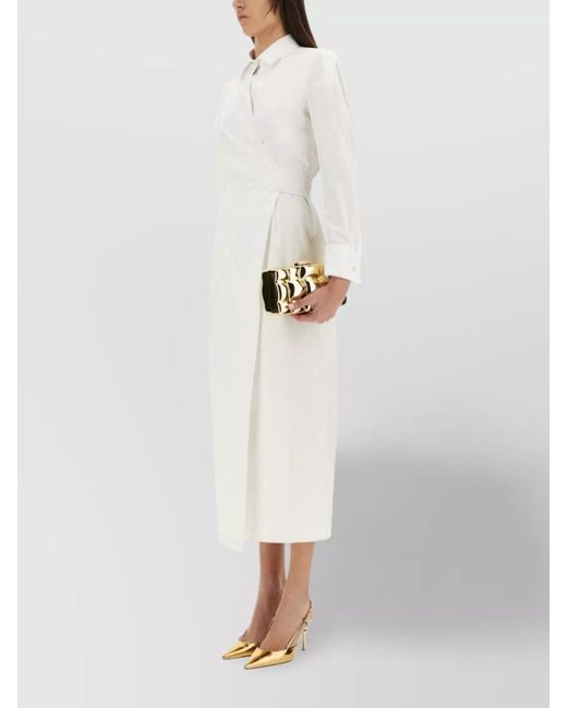 Max Mara White Slim-Fit Cotton Midi Dress