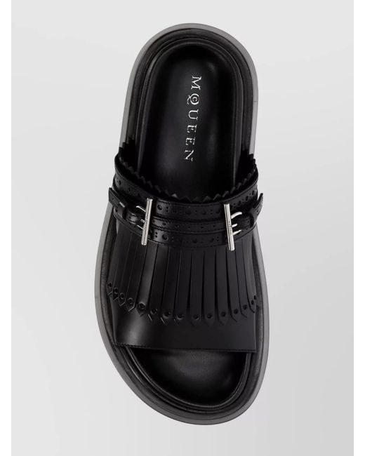 McQueen Black Leather Slippers