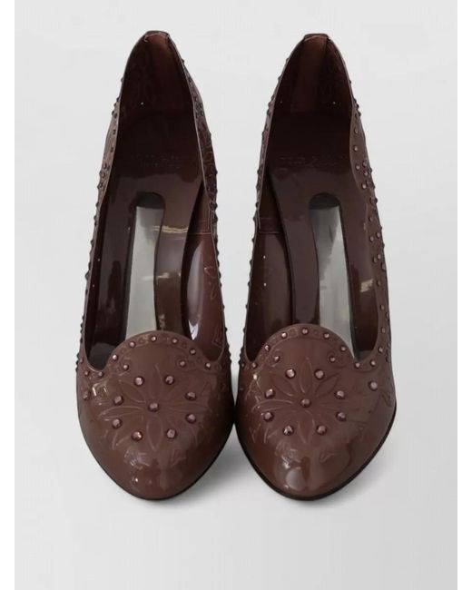 Dolce & Gabbana Brown Floral Crystal-Embellished Pumps