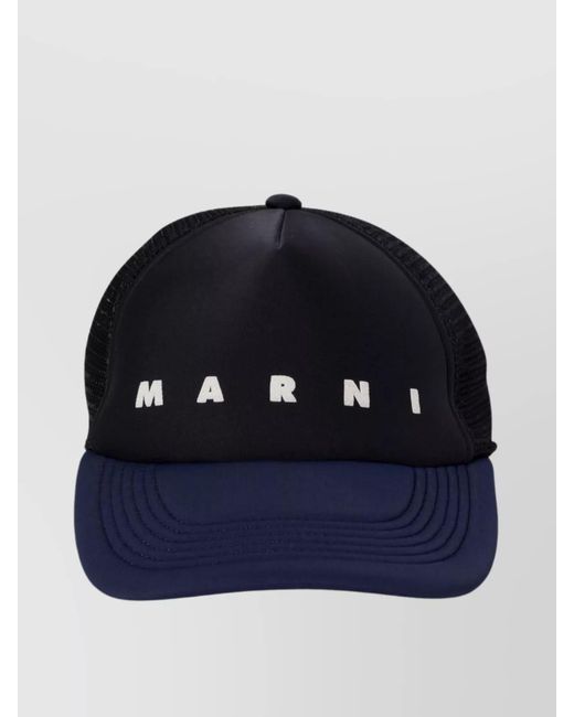 Marni Blue Stretch Nylon Baseball Cap for men