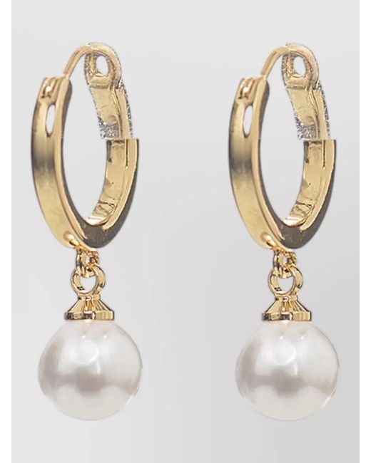 Self-Portrait Natural Brass Earrings Featuring Delicate Pearl Drops