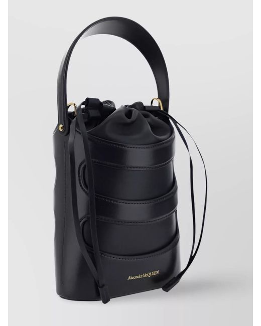 McQueen Black Mini Leather Bucket Bag
