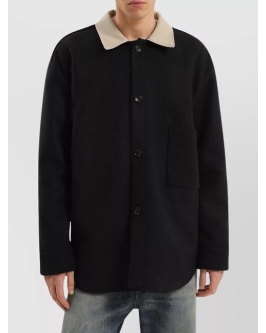 1989 STUDIO Black Wool Shirt Jacket for men