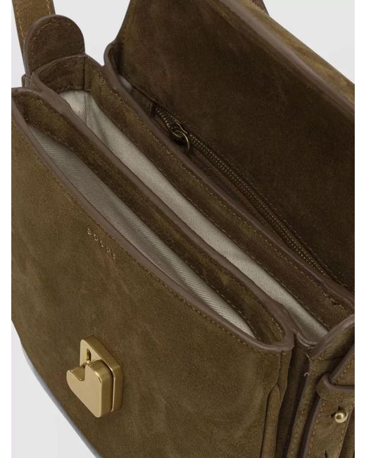 Soeur Green Bellissima Mini Suede Crossbody Bag Buckle