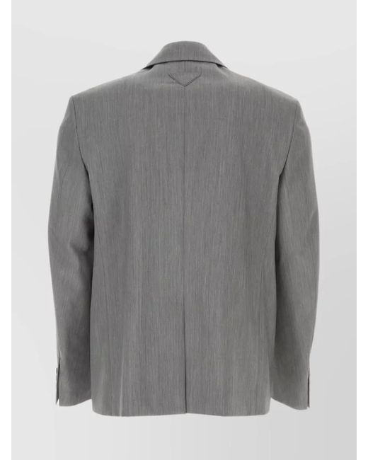 Prada Gray Wool Mohair Single Breasted Blazer for men