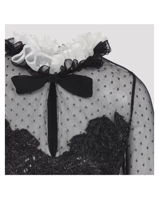 Giambattista Valli Black Ruffled Polka-Dot Mini Dress