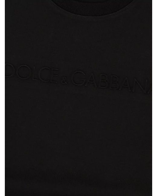 Dolce & Gabbana Black Cotton Crew Neck Short Sleeve T Shirt for men