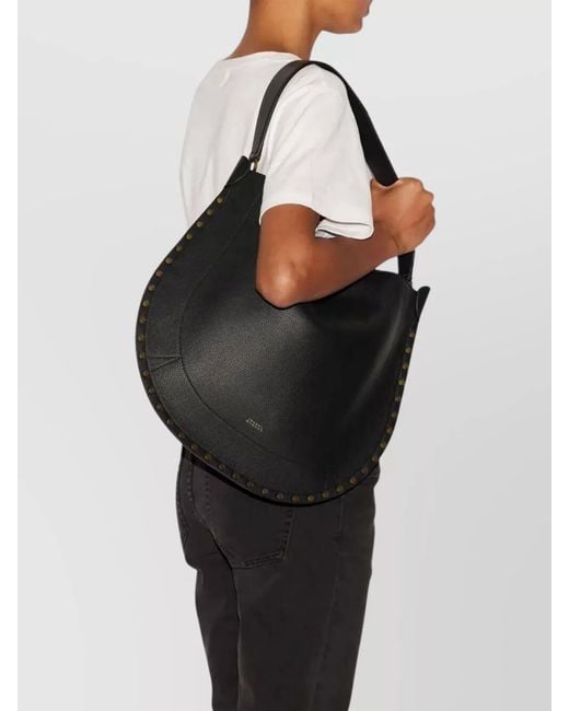 Isabel Marant Black Oskan Hobo Leather Shoulder Bag