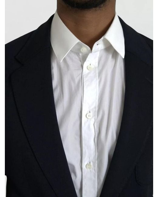 Dolce & Gabbana Blue Wool Notch Lapel Single Breasted Blazer for men