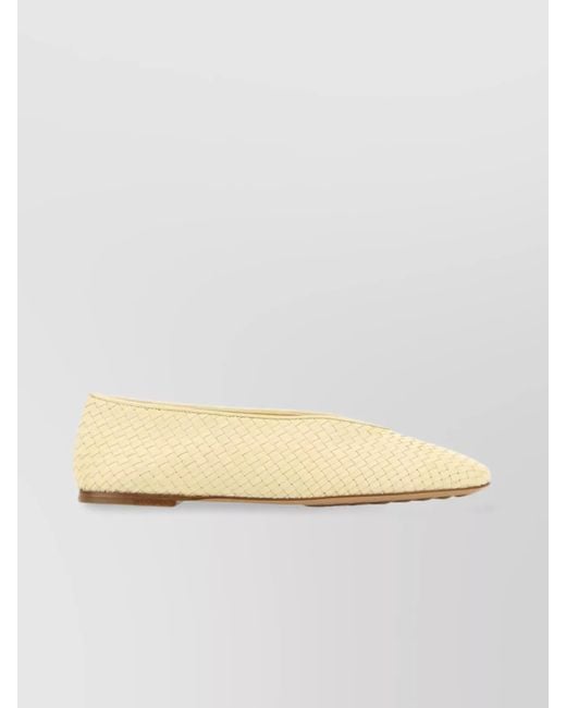 Bottega Veneta Natural Leather Rosa Ballerinas With Flat Sole And Woven Texture
