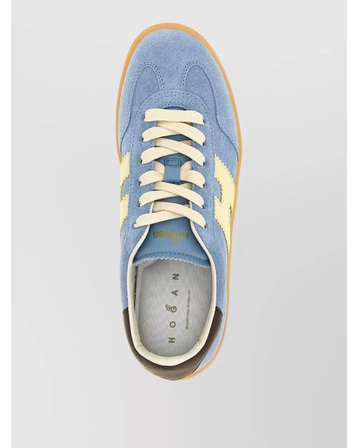 Hogan Blue Calfskin Leather Low-Top Sneakers