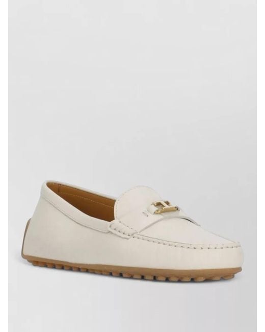 Tod's Natural Leather Loafers Rubber Sole Round Toe