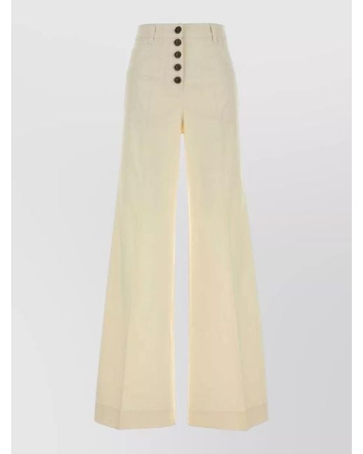 Etro Natural Stretch Cotton Wide-Leg Trousers