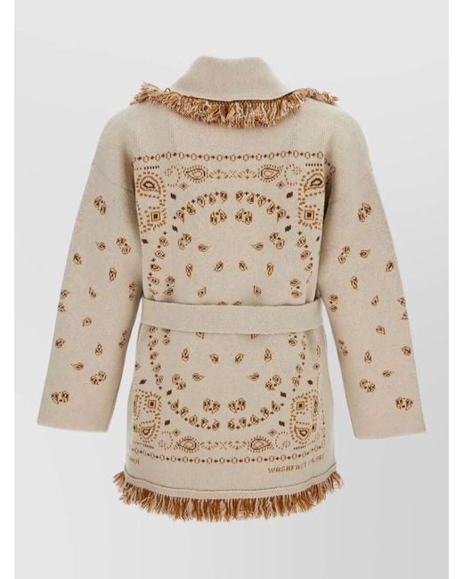 Alanui Natural Belted Shawl Collar Nylon Silk Cardigan