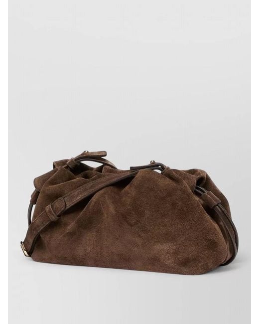 Marella Brown Suede Shoulder Bag Adjustable Strap Hardware