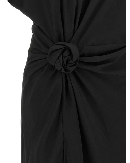 ROTATE BIRGER CHRISTENSEN Black Knot Detail Floor Length Slit Dress