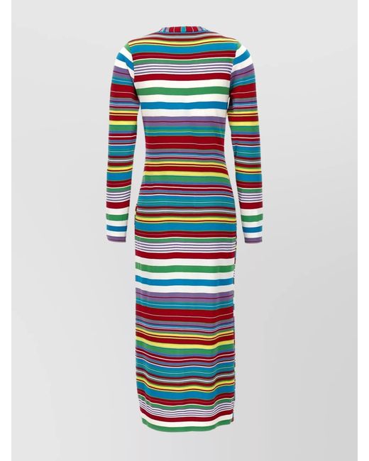 Moschino White Striped Knitted Dress