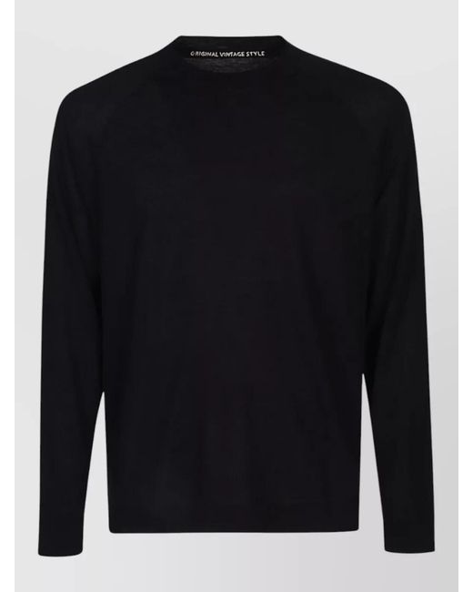 Original Vintage Black Silk Cotton Blend Sweater Round Neck for men