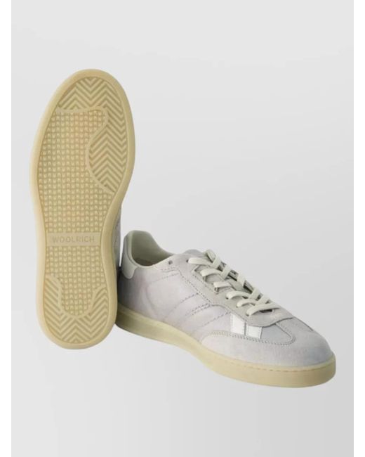 Woolrich Gray Leather Paneled Low-Top Sneakers