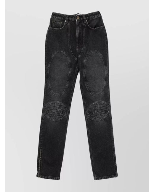 Jean Paul Gaultier Black Denim Padded Straight-Leg Trousers
