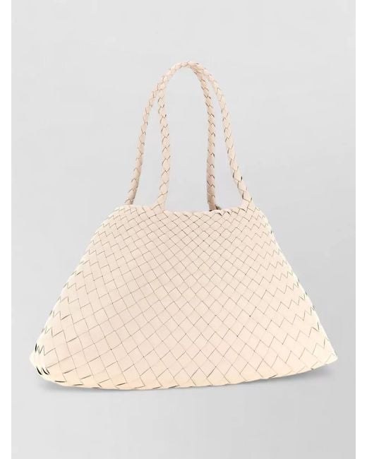 Dragon Diffusion Natural Santa Croce Large Woven Shoulder Tote Bag
