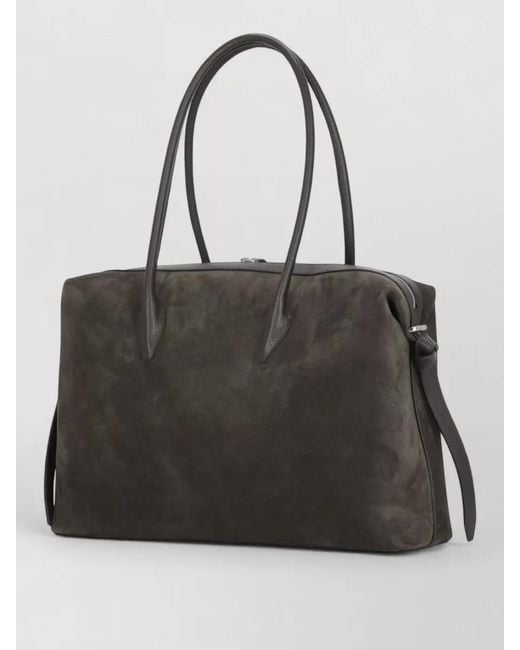 Yuzefi Black Suede Tote Bag Detachable Shoulder Strap