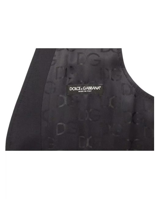 Dolce & Gabbana Black Wool V-Neck Waistcoat for men