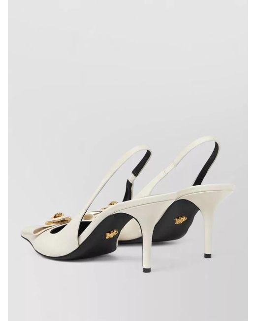 Versace White High Heel Pumps Pointed Toe Slingback Strap