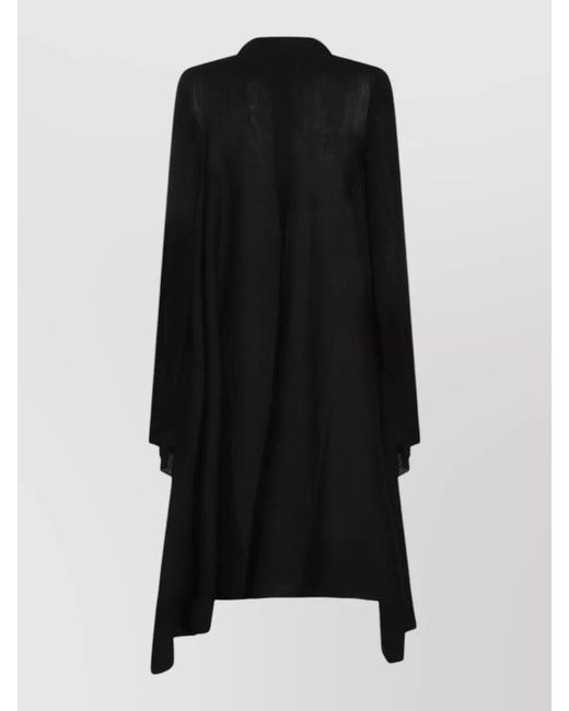 Rick Owens Black Long Shawl Cardigan Open Front Ribbed Knit