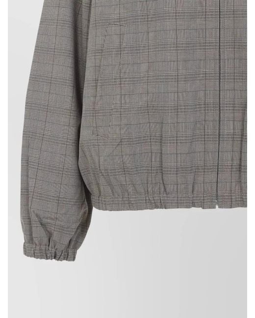 Miu Miu Gray Checked Blouson Jacket Relaxed Silhouette