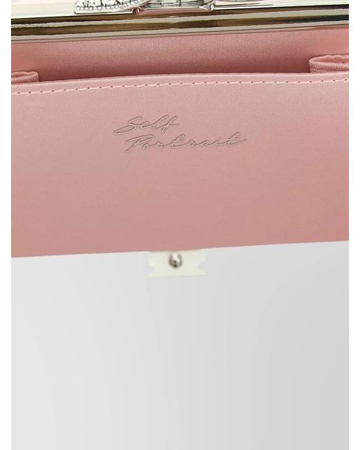 Self-Portrait Pink The Bow Satin Clutch Bag