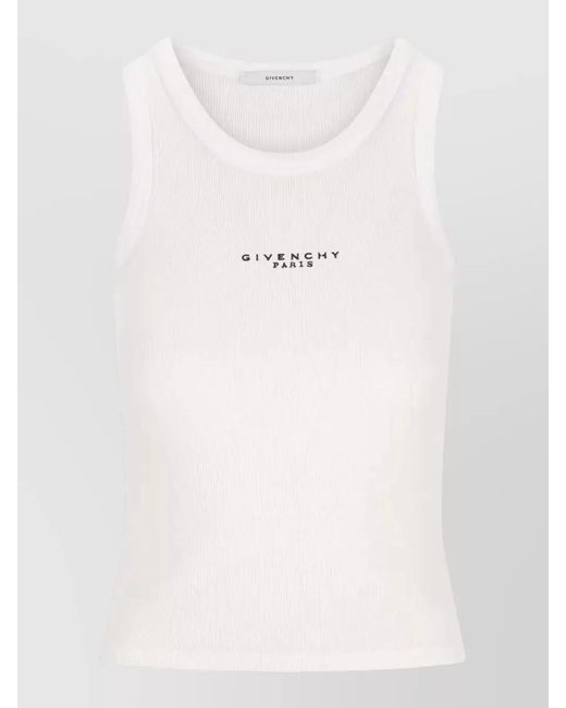 Givenchy White Ribbed Logo-Print Tank Top