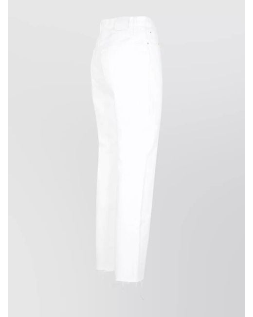 Totême White Cropped Straight Leg Denim Five Pocket Trousers