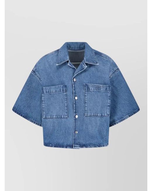 Alexander Wang Blue Cropped Denim Shirt