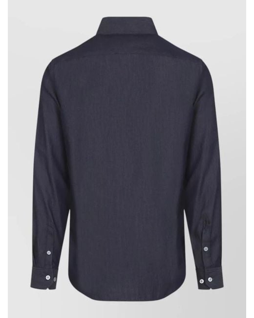 Giorgio Armani Blue Armani Cotton Shirt Long Sleeves Collar for men